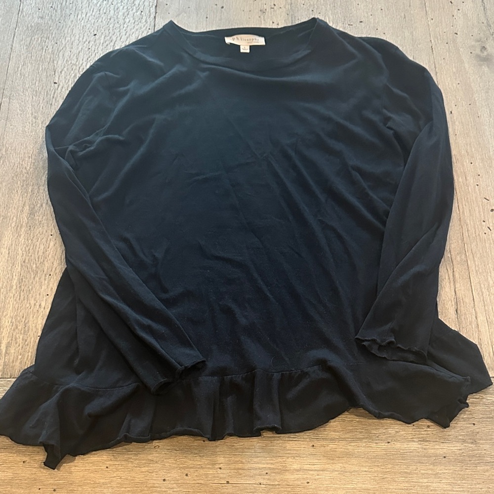 Philosophy Long Sleeve Ruffle Bottom Shirt